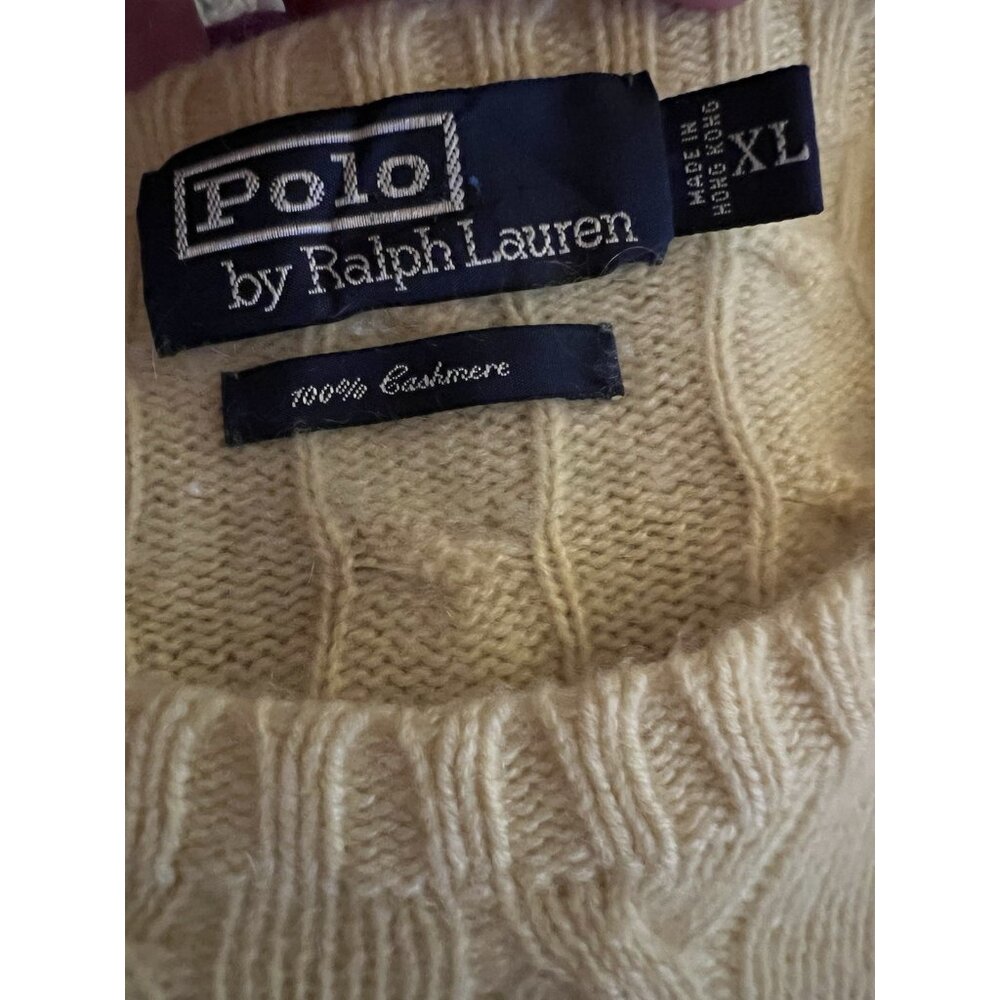 Polo by Ralph Lauren Yellow Cable Knit Crewneck Sweater - Picture 4 of 7